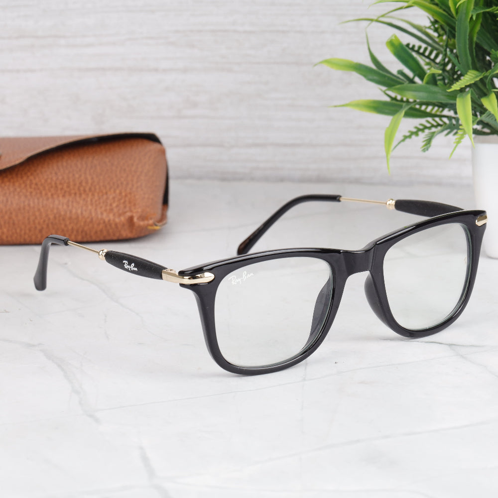Classic Square 2148 gold frame sunglasses with clear UV 400 square lenses – JUO INDIA